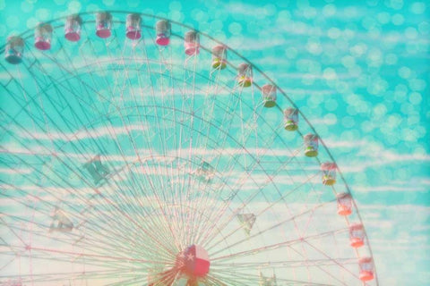 Skyline ferris wheel White Modern Wood Framed Art Print with Double Matting by Davis Ashley