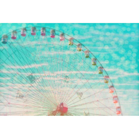 Skyline ferris wheel White Modern Wood Framed Art Print by Davis Ashley