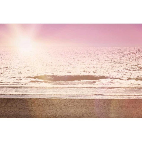 Pink Beach Sunset Black Modern Wood Framed Art Print with Double Matting by Davis Ashley