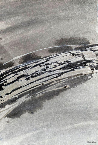 Grey Ice 1 White Modern Wood Framed Art Print with Double Matting by Brown, Denise