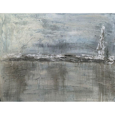 Metallic Landscape with Silver Leaf Gold Ornate Wood Framed Art Print with Double Matting by Brown, Denise