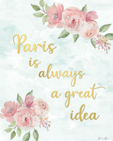 Paris is a Great Idea White Modern Wood Framed Art Print with Double Matting by Brown, Denise