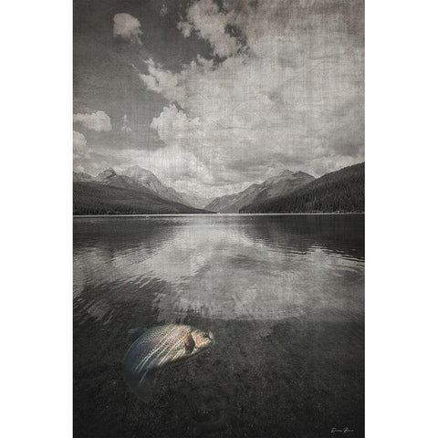 Fall Lake Trout Gold Ornate Wood Framed Art Print with Double Matting by Brown, Denise