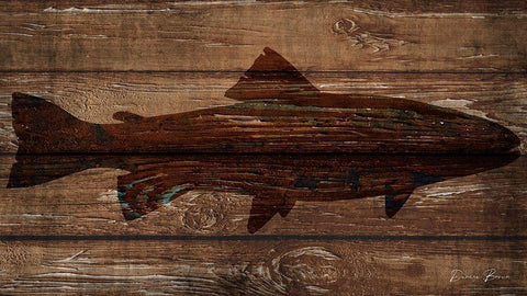 Fish Silhouette on Wood White Modern Wood Framed Art Print with Double Matting by Brown, Denise