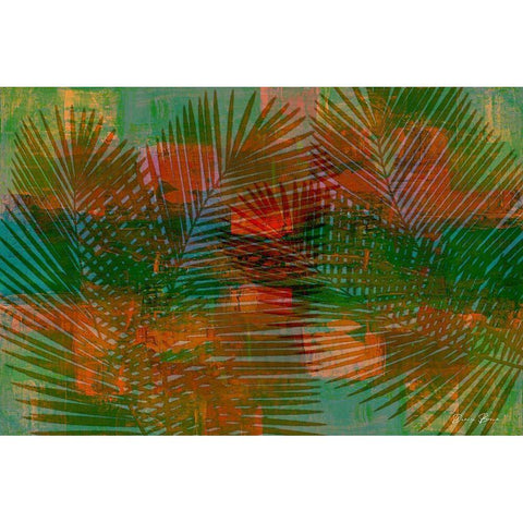 Modern Palm Large Black Modern Wood Framed Art Print with Double Matting by Brown, Denise