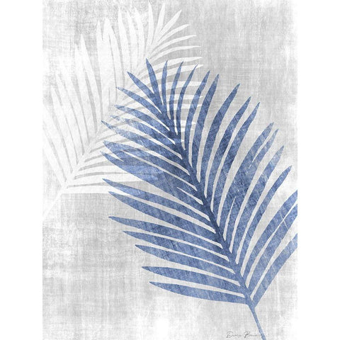 Navy Palm Silhouette 1 White Modern Wood Framed Art Print by Brown, Denise