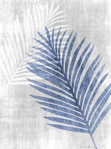 Navy Palm Silhouette 1 White Modern Wood Framed Art Print with Double Matting by Brown, Denise