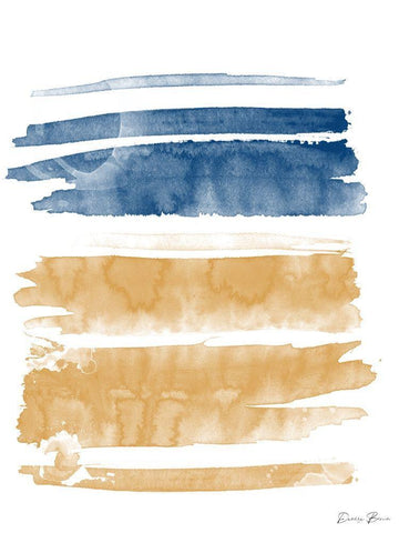 Blue and Orange Watercolor 2 White Modern Wood Framed Art Print with Double Matting by Brown, Denise