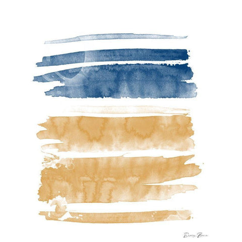 Blue and Orange Watercolor 2 Black Modern Wood Framed Art Print by Brown, Denise