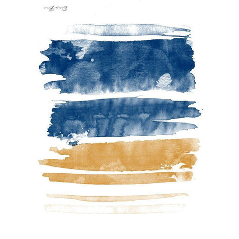 Blue and Orange Watercolor 3 Gold Ornate Wood Framed Art Print with Double Matting by Brown, Denise