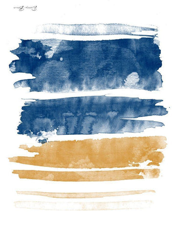 Blue and Orange Watercolor 3 White Modern Wood Framed Art Print with Double Matting by Brown, Denise