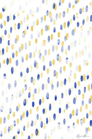 Blue Gold Dots White Modern Wood Framed Art Print with Double Matting by Brown, Denise