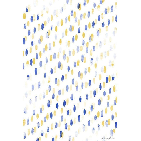 Blue Gold Dots Black Modern Wood Framed Art Print by Brown, Denise