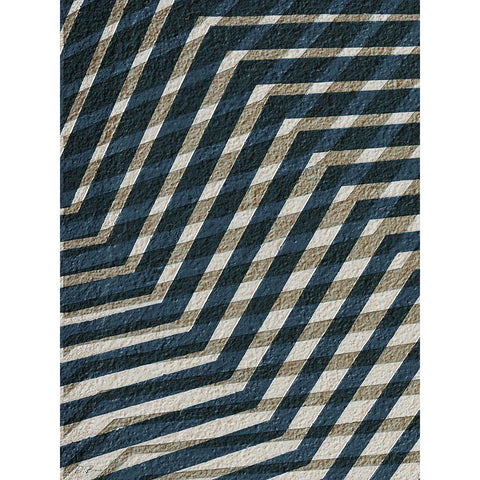 Blue Geometric 1 Gold Ornate Wood Framed Art Print with Double Matting by Brown, Denise