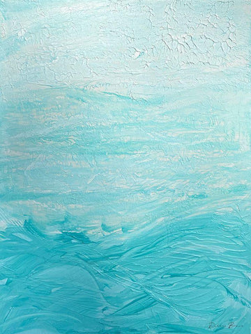 Cyan Waters 2 White Modern Wood Framed Art Print with Double Matting by Brown, Denise