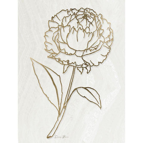 Golden Peony 1 Black Modern Wood Framed Art Print with Double Matting by Brown, Denise