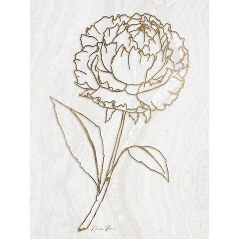 Golden Peony 1 White Modern Wood Framed Art Print by Brown, Denise