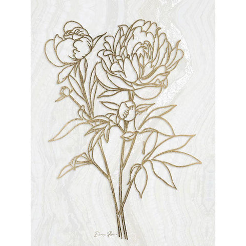 Golden Peony 2 Gold Ornate Wood Framed Art Print with Double Matting by Brown, Denise