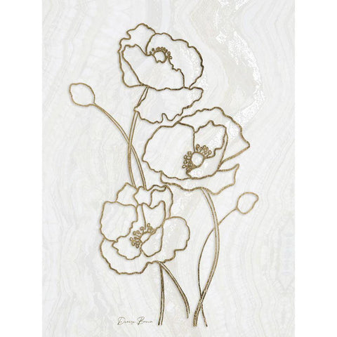 Golden Peony 3 White Modern Wood Framed Art Print by Brown, Denise