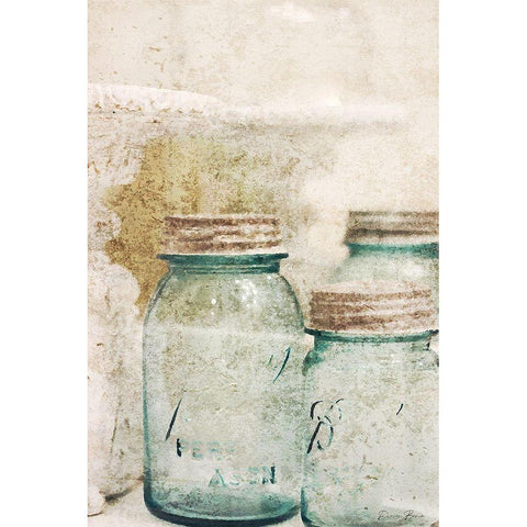Mason Jars Black Modern Wood Framed Art Print with Double Matting by Brown, Denise