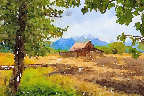Barn White Modern Wood Framed Art Print with Double Matting by Brown, Denise