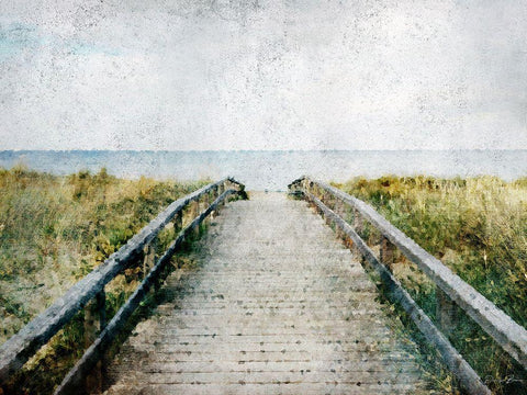 Boardwalk White Modern Wood Framed Art Print with Double Matting by Brown, Denise