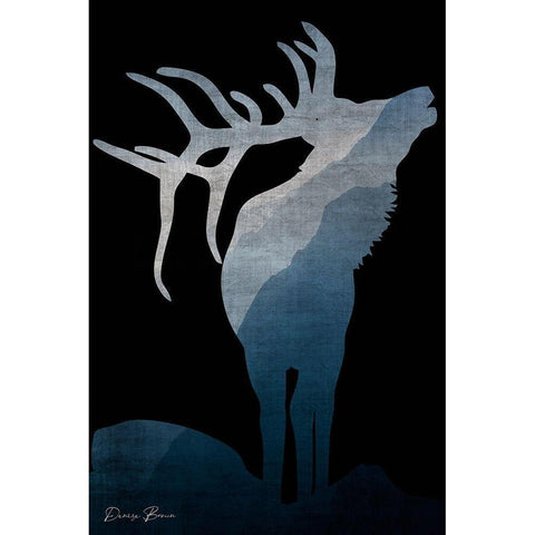 Buck Silhouette 1 Black White Modern Wood Framed Art Print by Brown, Denise