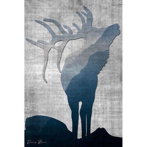 Buck Silhouette 1 Black Modern Wood Framed Art Print with Double Matting by Brown, Denise