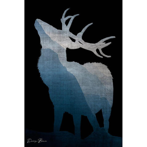 Buck Silhouette 2 Black White Modern Wood Framed Art Print by Brown, Denise