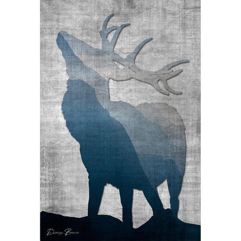 Buck Silhouette 2 Gold Ornate Wood Framed Art Print with Double Matting by Brown, Denise