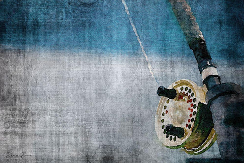 Fly Rod Black Ornate Wood Framed Art Print with Double Matting by Brown, Denise