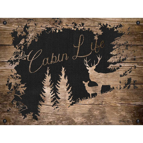 Cabin Life Black Modern Wood Framed Art Print with Double Matting by Brown, Denise