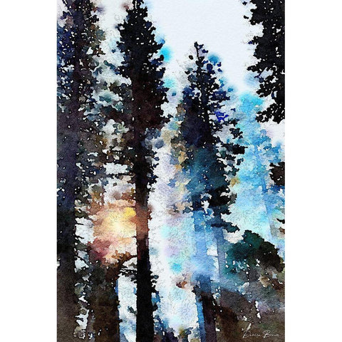 Light Through the Trees Gold Ornate Wood Framed Art Print with Double Matting by Brown, Denise