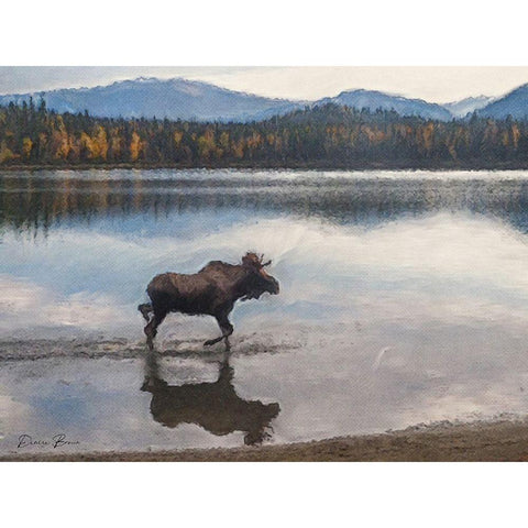 Moose Black Modern Wood Framed Art Print by Brown, Denise