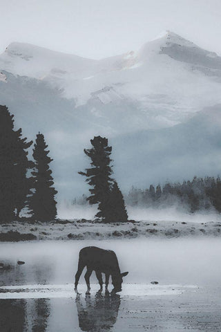 Mountain Silhouette Black Ornate Wood Framed Art Print with Double Matting by Brown, Denise