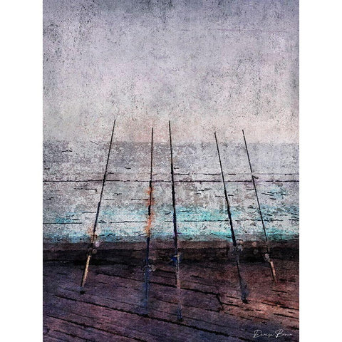 Pier Fishing Black Modern Wood Framed Art Print with Double Matting by Brown, Denise