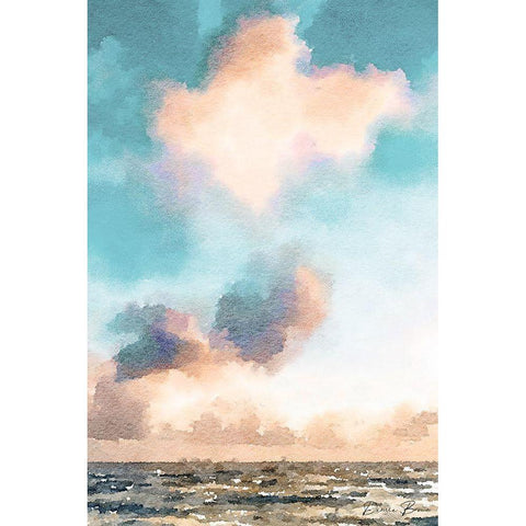 Watercolor Clouds Black Modern Wood Framed Art Print with Double Matting by Brown, Denise