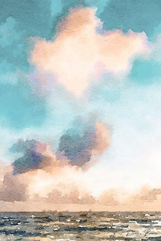 Watercolor Clouds Black Ornate Wood Framed Art Print with Double Matting by Brown, Denise
