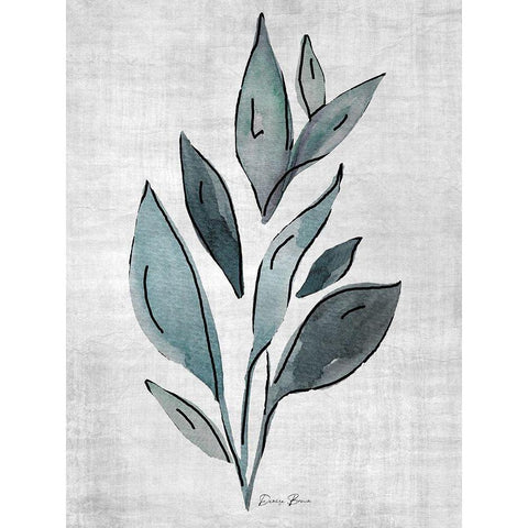 Watercolor Botanical 2 Black Modern Wood Framed Art Print with Double Matting by Brown, Denise