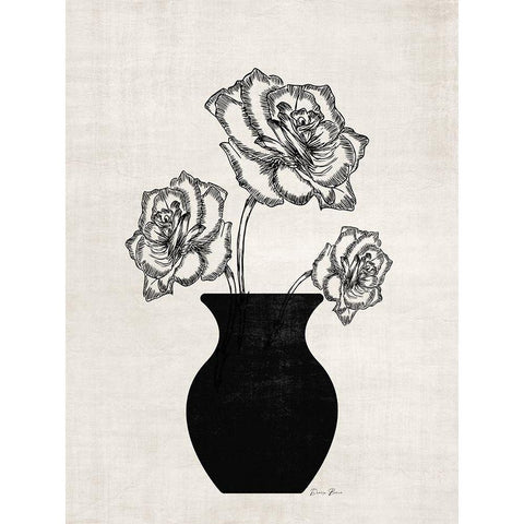 Dramatic Floral Black Modern Wood Framed Art Print with Double Matting by Brown, Denise