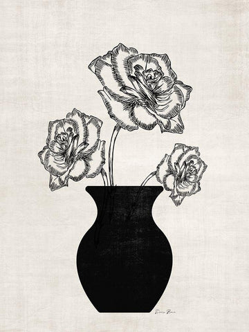 Dramatic Floral White Modern Wood Framed Art Print with Double Matting by Brown, Denise