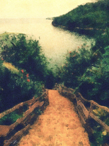 Pathway Black Ornate Wood Framed Art Print with Double Matting by Brown, Denise