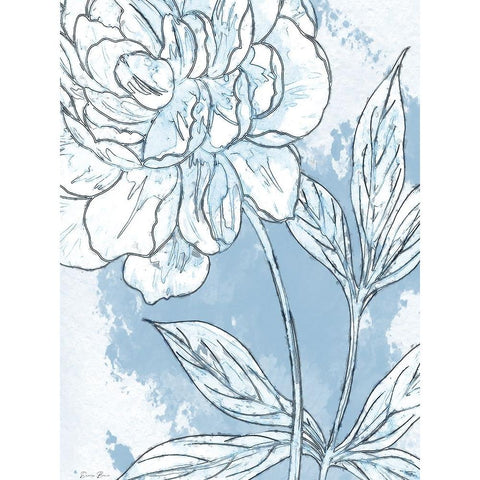 Blue Floral 1 White Modern Wood Framed Art Print by Brown, Denise