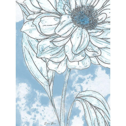 Blue Floral 2 Black Modern Wood Framed Art Print with Double Matting by Brown, Denise