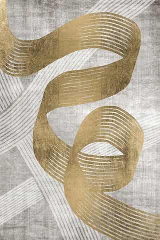 Golden Ribbon 1 Black Ornate Wood Framed Art Print with Double Matting by Brown, Denise