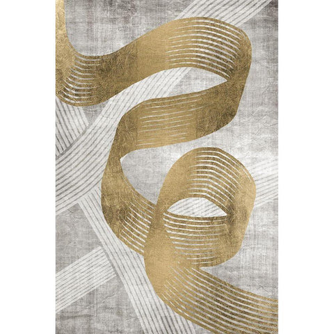 Golden Ribbon 1 Black Modern Wood Framed Art Print by Brown, Denise