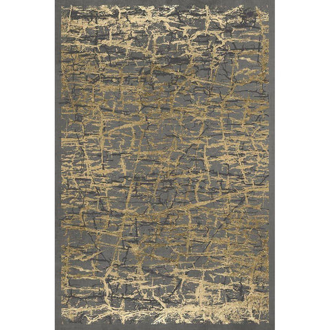 Gray Black Cracks 2 Gold Ornate Wood Framed Art Print with Double Matting by Brown, Denise