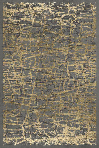 Gray Black Cracks 2 Black Ornate Wood Framed Art Print with Double Matting by Brown, Denise