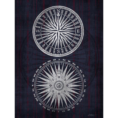 Compass 1 White Modern Wood Framed Art Print by Brown, Denise