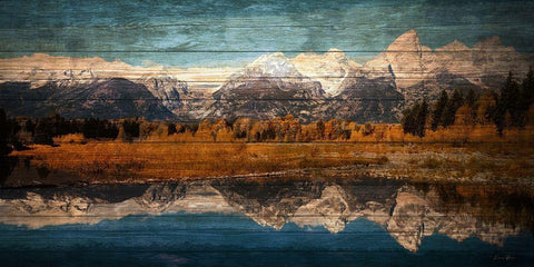 Mountain Reflection 2 White Modern Wood Framed Art Print with Double Matting by Brown, Denise